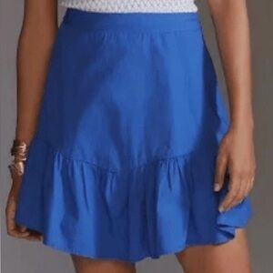 Maeve Anthropologie flounce mini Royal Blue Skirt size 10 NWOT 100% cotton